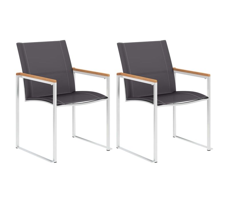 Chaises De Jardin Lot De 2 Textilène Et Acier Inoxydable Gris