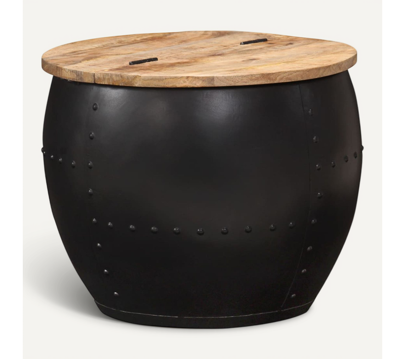 Table Basse Ronde 53x43 Cm Bois De Manguier Massif