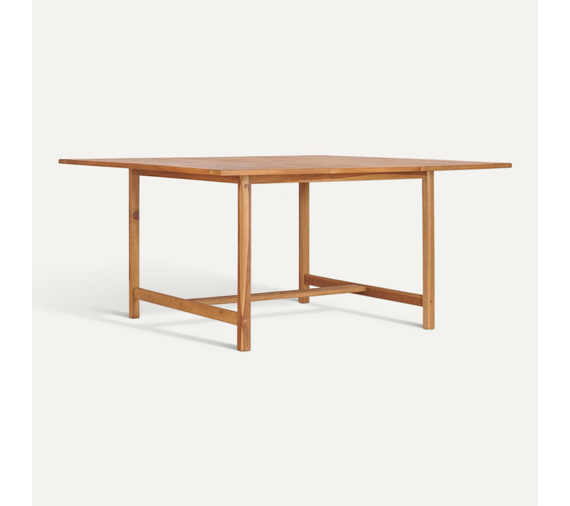 Table De Jardin 150x150x76 Cm Bois De Teck Solide Meuble Manger Terrasse Patio Extérieur