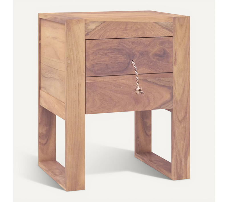 Table De Chevet 40 X 30 X 50 Cm Bois De Teck Solide