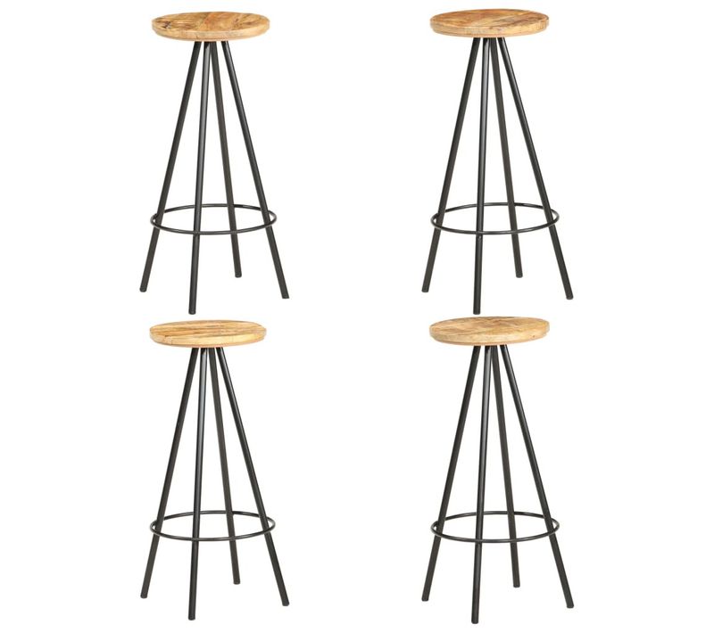 Tabourets De Bar 4 PCs Bois De Manguier Brut
