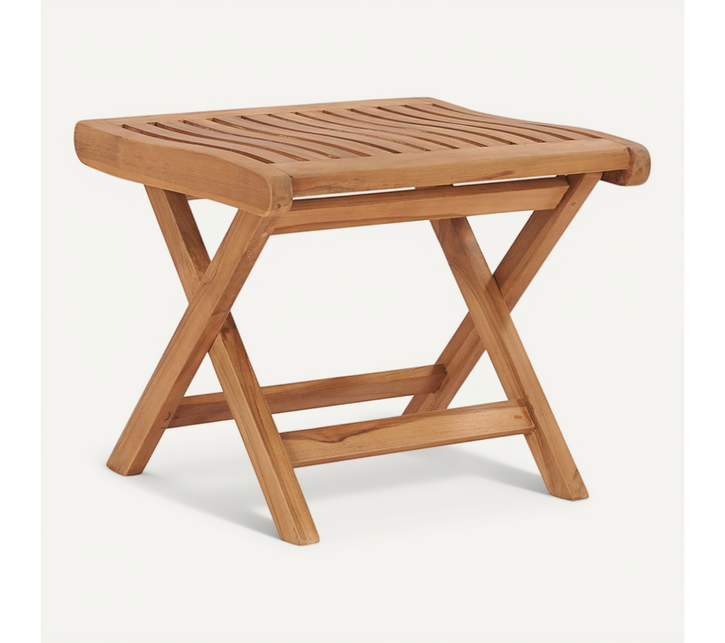 Repose-pied Pliable 46,5x49x41,5 Cm Bois De Teck Solide