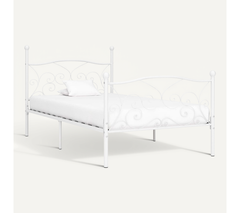 Cadre De Lit Sans Matelas Avec Sommier À Lattes Métal 100x200cm