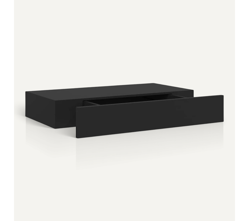 étagère Murale Flottante Avec Tiroir Noir 48x25x8 Cm