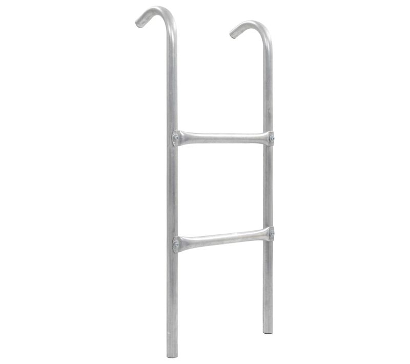 échelle De Trampoline À 2 Marches Acier Argenté 72 Cm (convient Pour Une Hauteur De 65 cm)