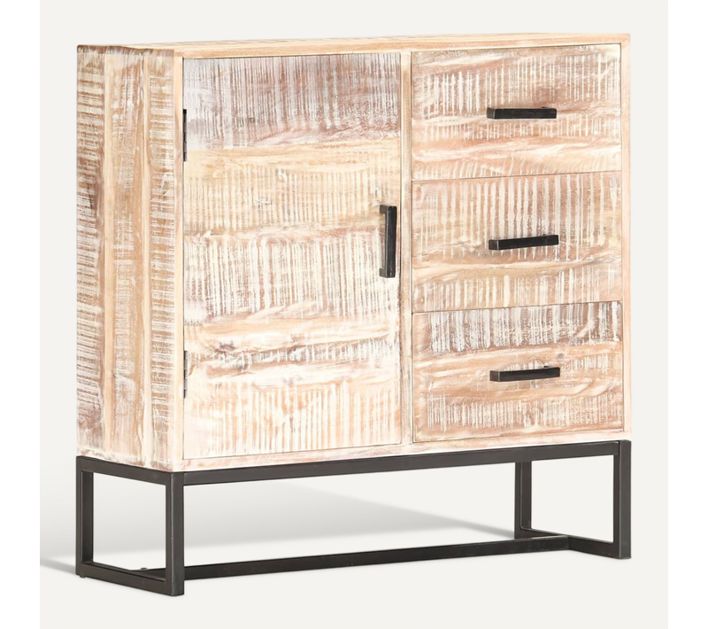 Buffet Blanc 73x30x75 Cm Bois D'acacia Massif