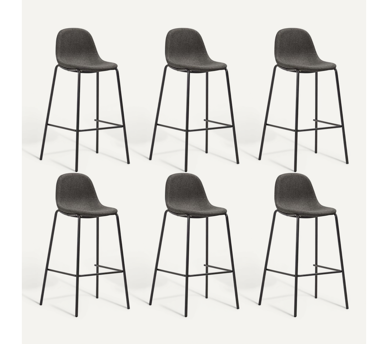 Chaises De Bar Lot De 6 Gris Foncé Tissu