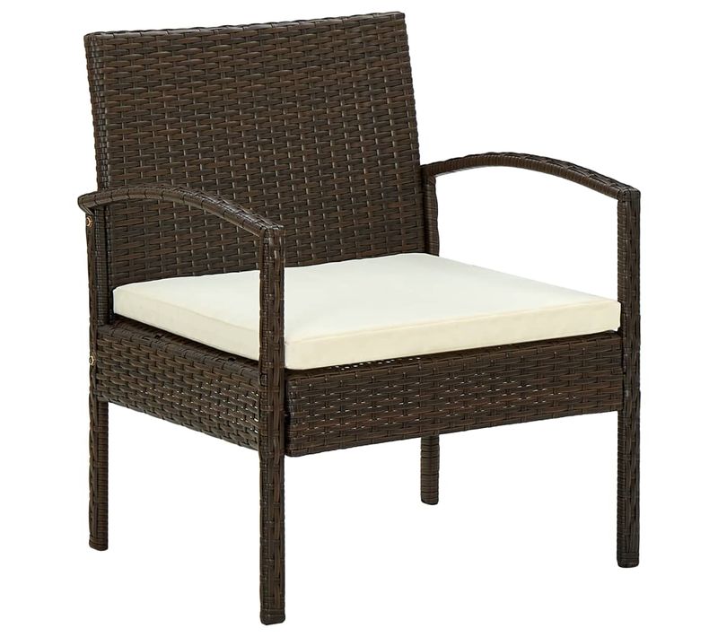 Fauteuil De Jardin Avec Coussin Résine Tressée Marron