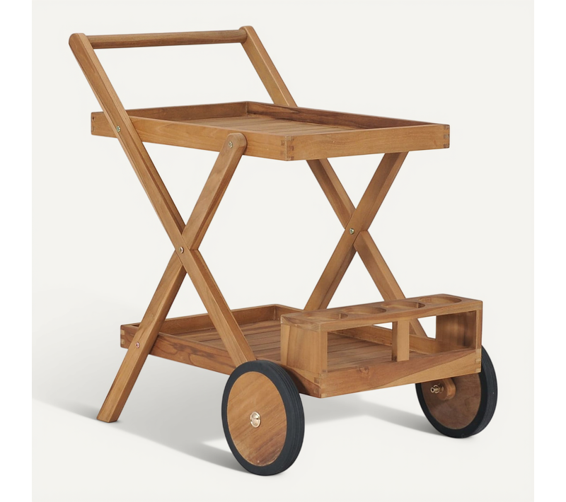 Chariot À Thé Bois De Teck Solide
