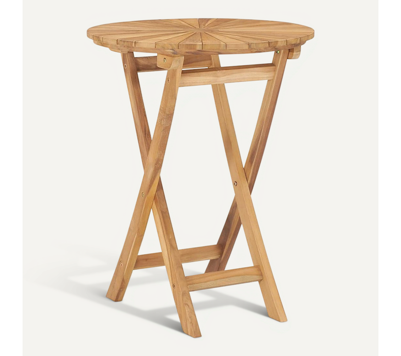 Table Pliable De Jardin D. 60 Cm Bois De Teck Solide