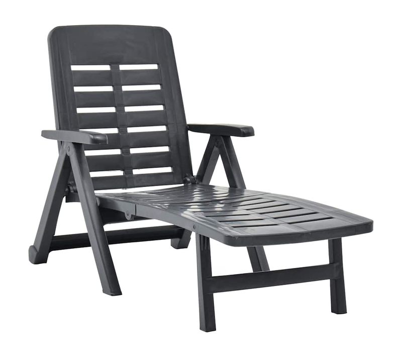 Chaise Longue Pliante Réglable En Plastique Anthracite Chaise De Jardin D'extérieur Légère Pliable