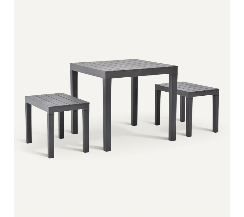 Table De Jardin Avec 2 Bancs Plastique Marron