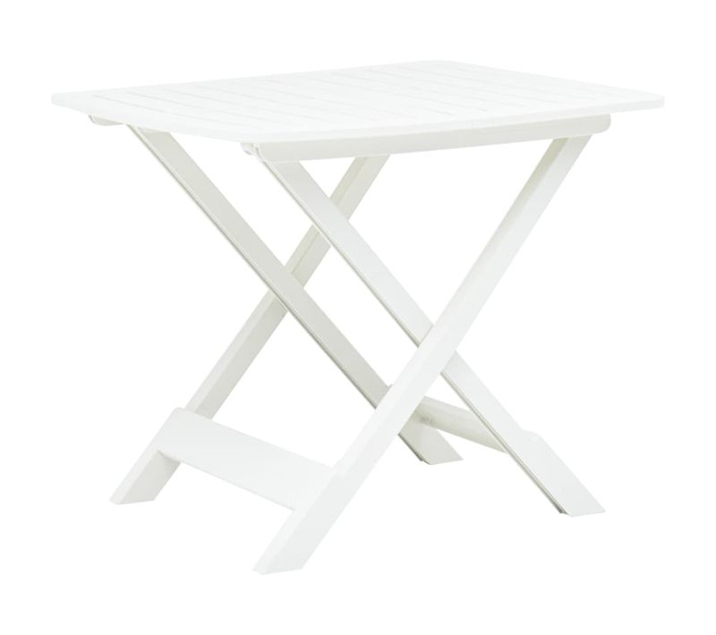 Table De Jardin Pliable Blanc 79x72x70 Cm Plastique Rectangulaire Meuble Terrasse Patio