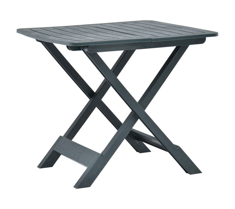 Table Pliable De Jardin Vert 79x72x70 Cm Plastique Rectangulaire Meuble Terrasse Patio