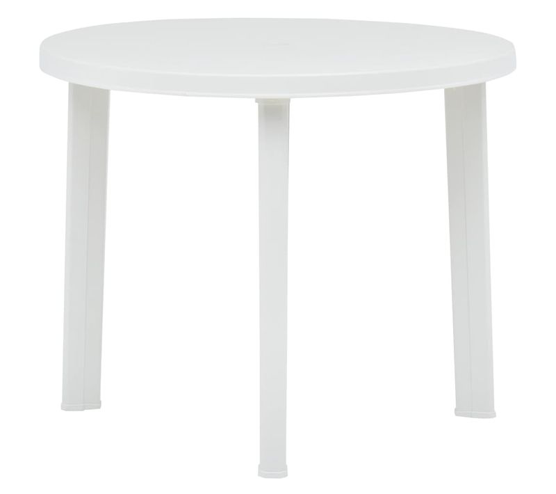Table De Jardin Blanc 89 Cm Plastique Rond Meuble Manger Terrasse Arrière-cour Extérieur