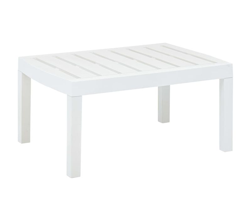 Table De Jardin Blanc 78x55x38 Cm Plastique Rectangulaire Meuble Terrasse Extérieur