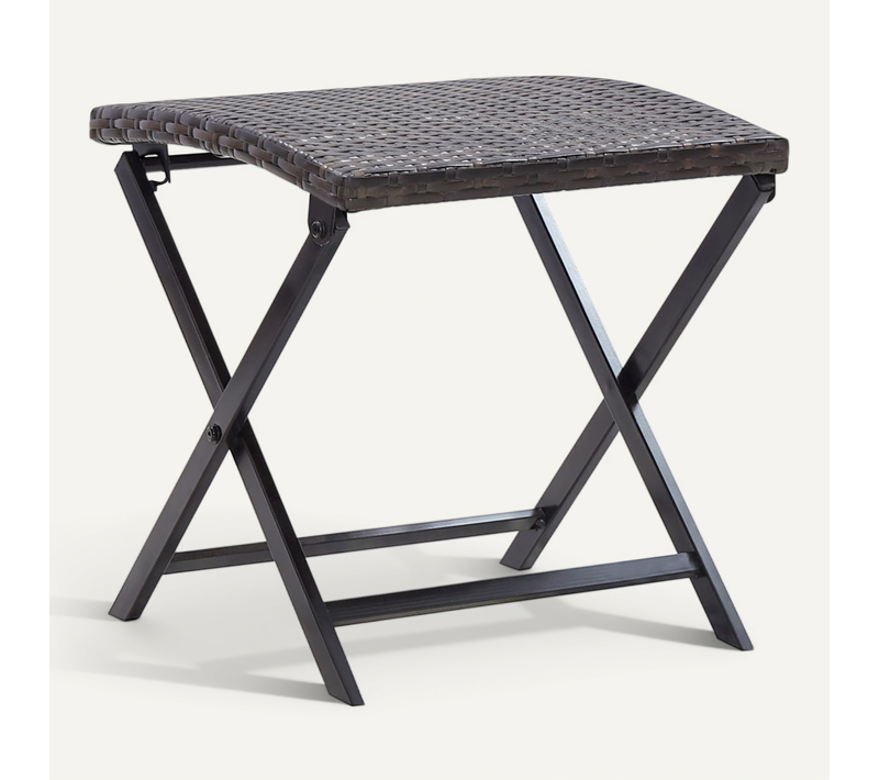 Tabouret Pliable Résine Tressée Marron