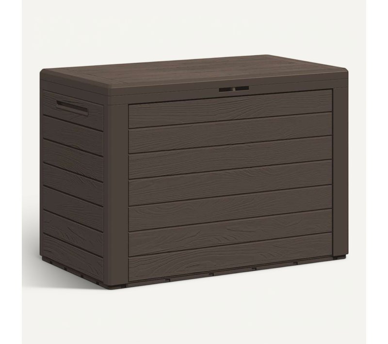 Boîte De Rangement De Jardin Verrouillable Marron 78x44x55 Cm Coffre Patio Terrasse Extérieur