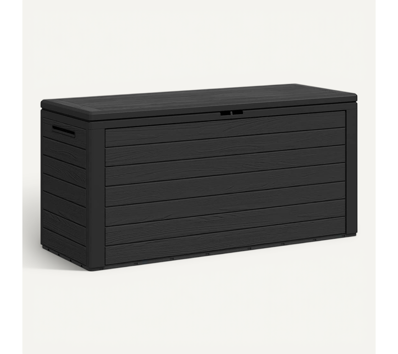 Boîte De Rangement De Jardin Verrouillable Anthracite 116x44x55 Cm Coffre Terrasse Extérieur