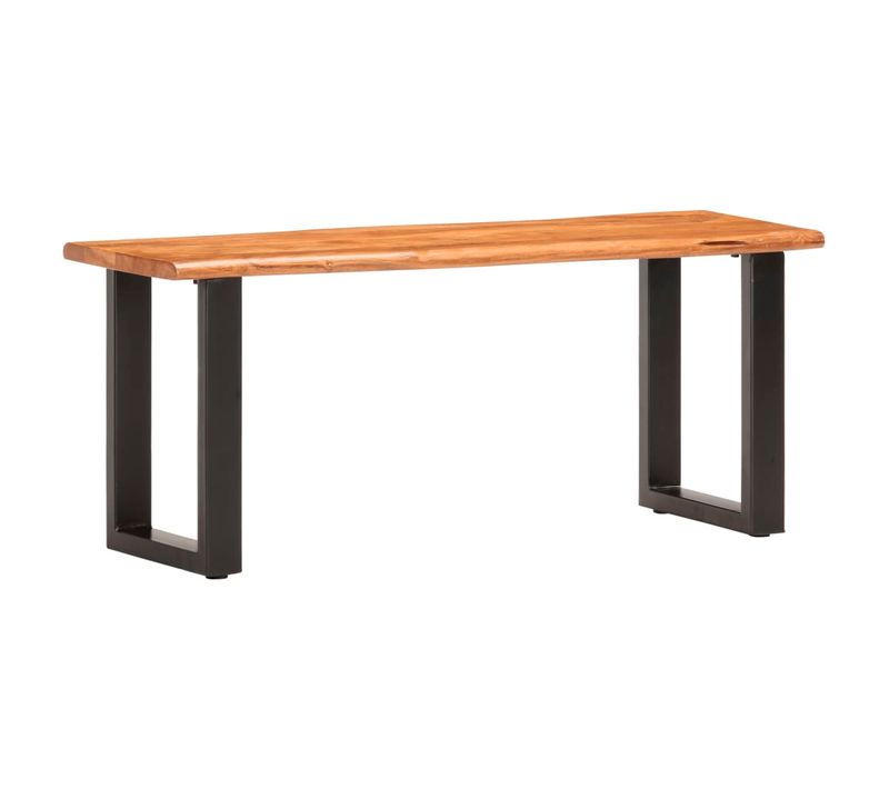 Banc Au Bord Naturel Du Bois 110 Cm Bois D'acacia Solide Acier