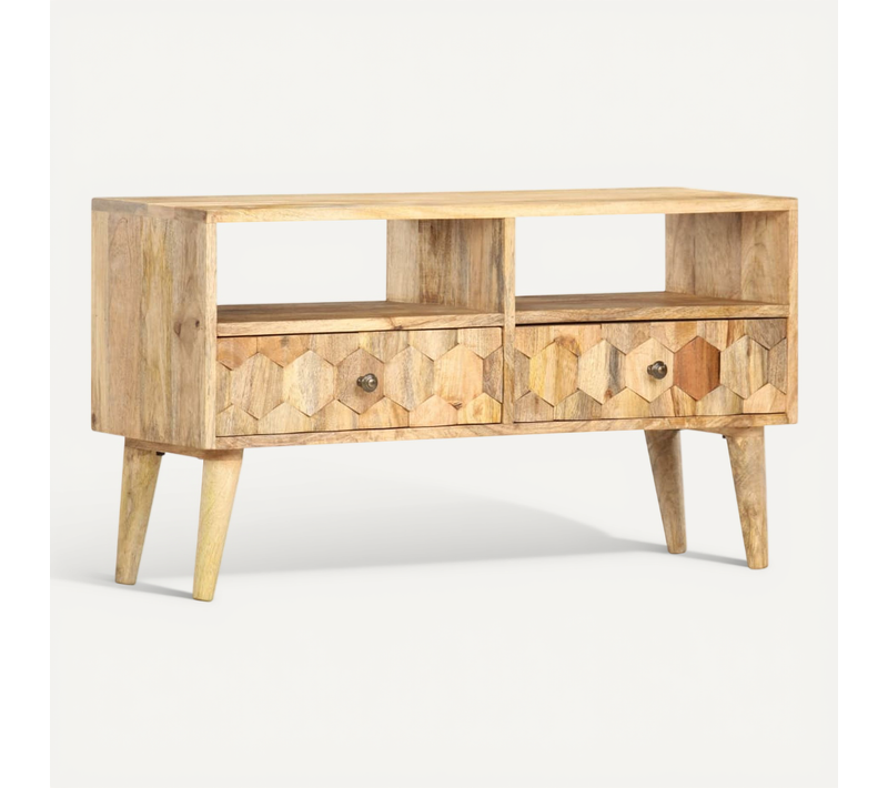 Meuble TV 90x30x50 Cm Bois De Manguier Solide