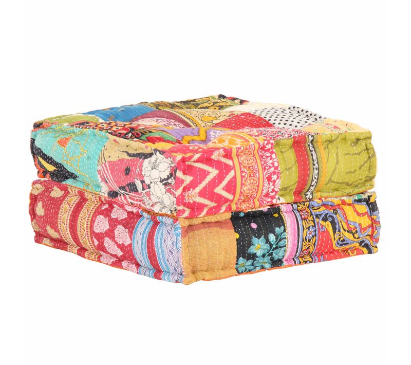 Pouf 60x70x36 Cm Patchwork Tissu