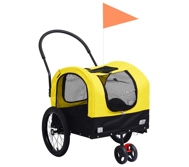 Remorque De Vélo Pour Chiens Et Poussette 2-en-1 Jaune Et Noir