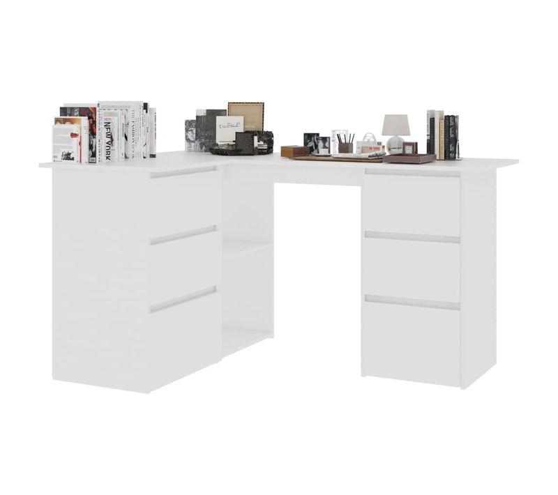 Bureau D'angle Blanc 145x100x76 Cm Aggloméré