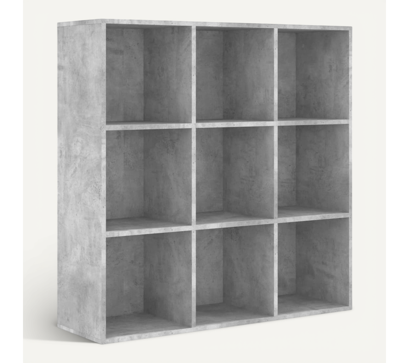 Bibliothèque Gris Béton 98x29x97,5 Cm Avec 9 Compartiments Moderne