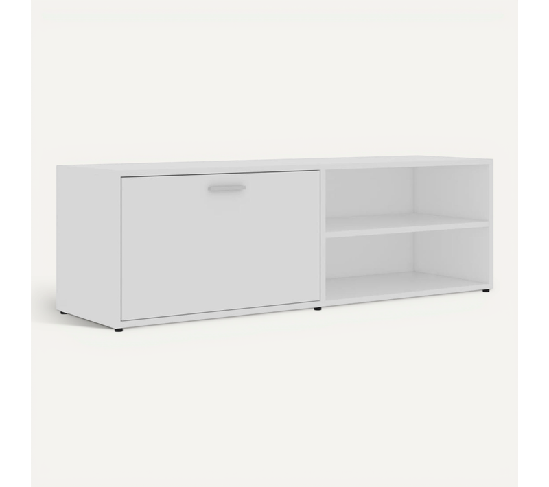 Meuble TV Blanc 120x34x37 Cm Bois Contreplaqué