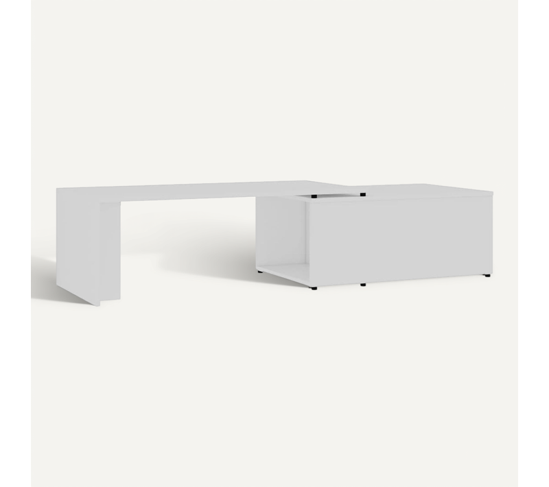 Table Basse Blanc 150x50x35 Cm Bois Contreplaqué