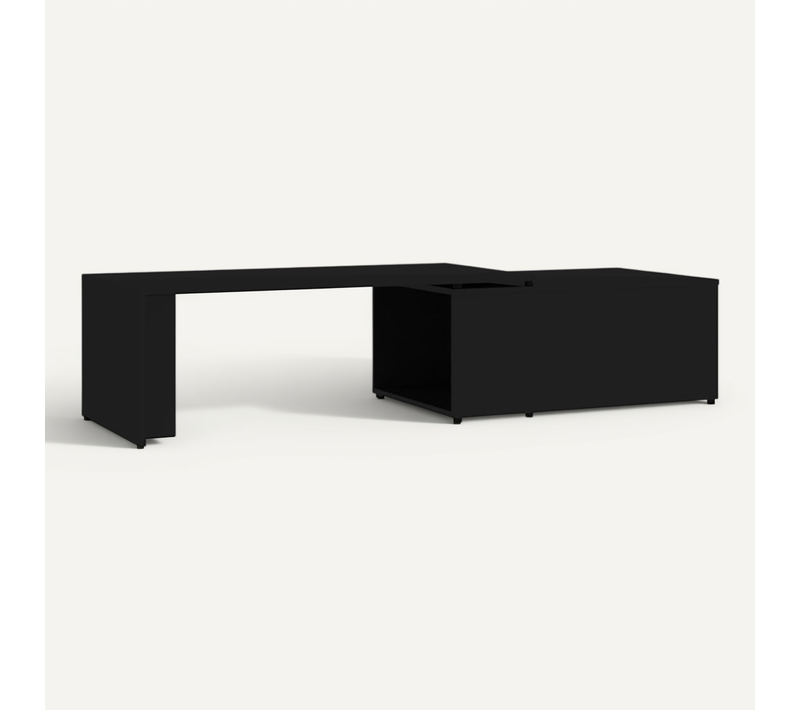 Table Basse Avec Plateau Large Bois Composé Durable Facile À Nettoyer Noir 150x50x35 Cm