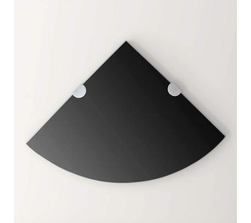 étagères D'angle 2 Pièces Et Supports Chromés Verre Noir 25x25 Cm