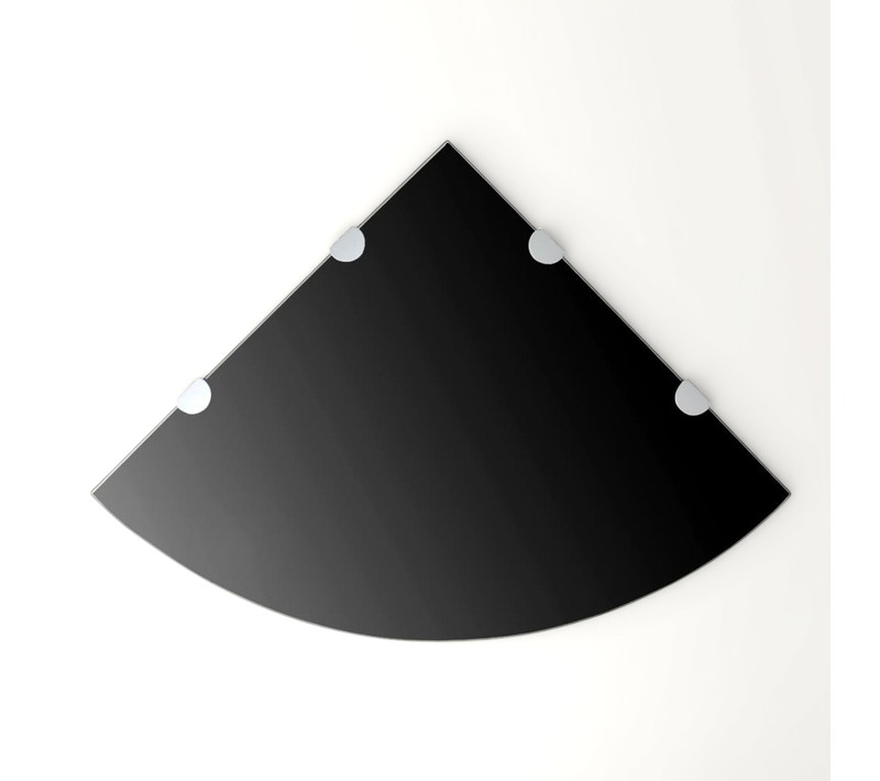 Étagères D'angle 2 Pièces Et Supports Chromés Verre Noir 45x45 Cm