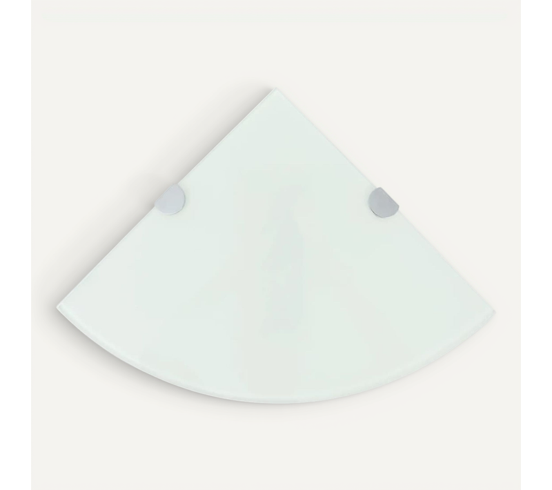 étagères D'angle 2 Pièces Et Supports Chromés Verre Blanc 25x25 Cm