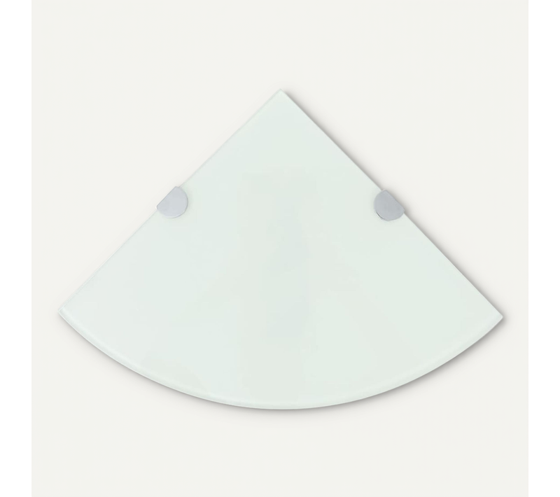 étagères D'angle 2 Pièces Et Supports Chromés Verre Blanc 35x35 Cm