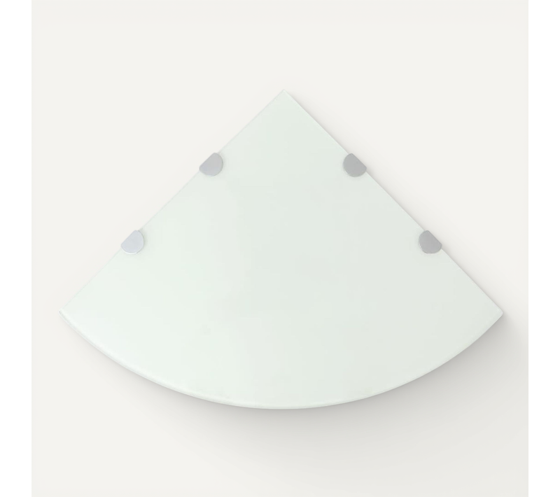 Étagères D'angle 2 Pièces Et Supports Chromés Verre Blanc 45x45 Cm