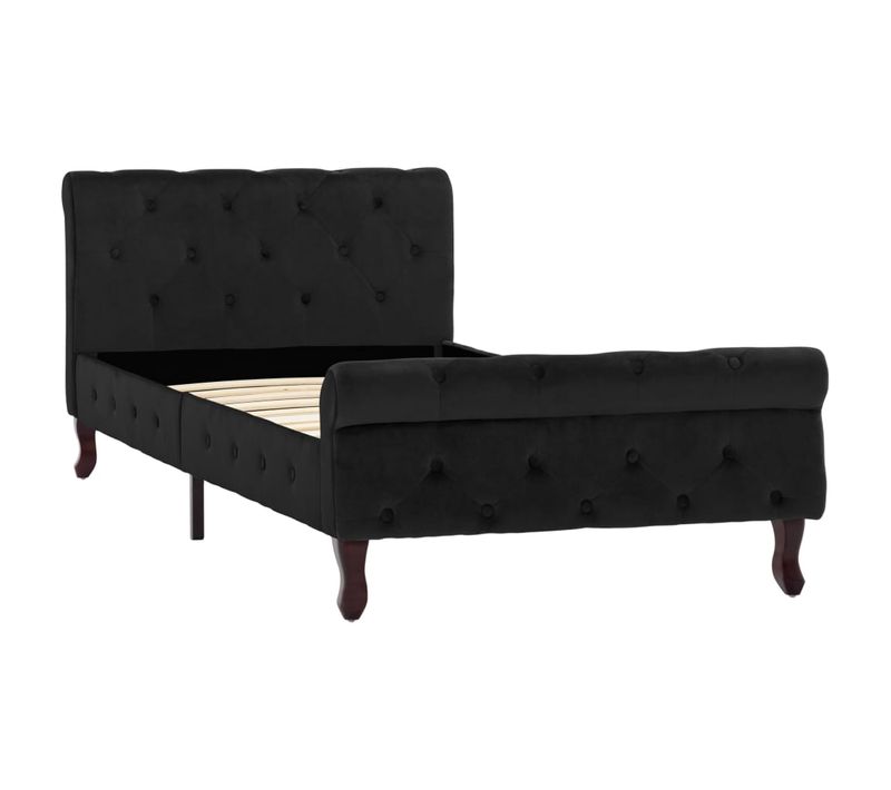 Cadre De Lit Noir Velours 90x200 Cm