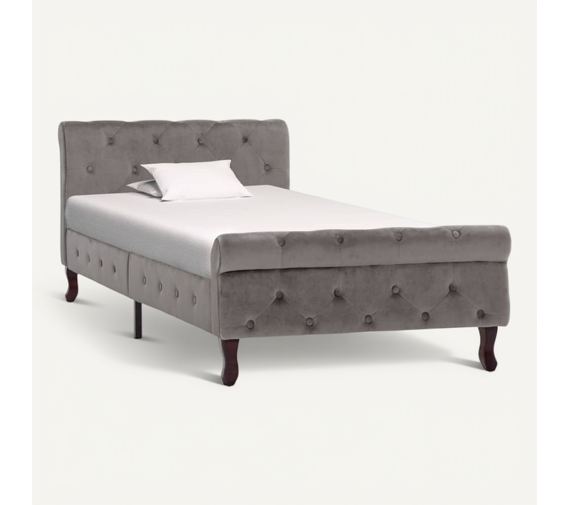 Cadre De Lit Gris Velours 90x200 Cm
