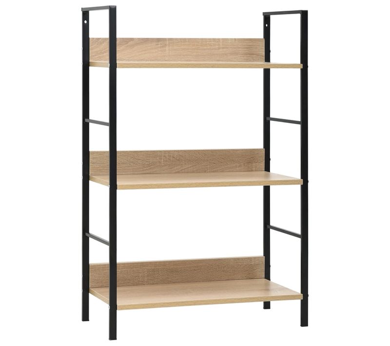 Étagère à Livres à 3 Niveaux, 1 Pièce, En Bois Contreplaqué De Chêne, Étagère De Rangement