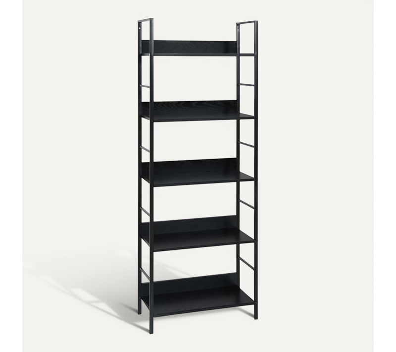 Bibliothèque À 5 Niveaux Noir 60x27,6x158,5cm Bois Contreplaqué