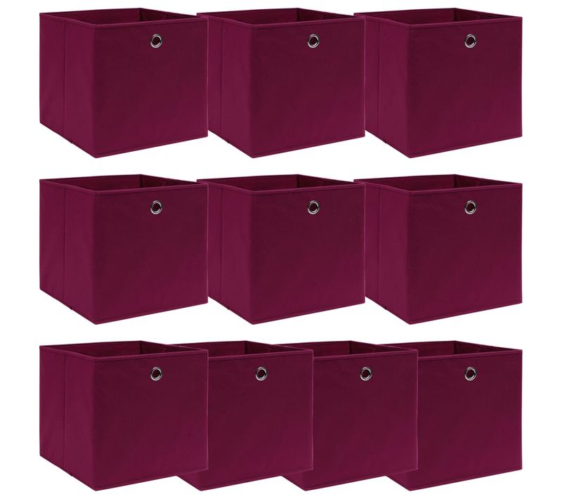 Boîtes De Rangement 10 Pièces Rouge Foncé 32x32x32 Cm Tissu