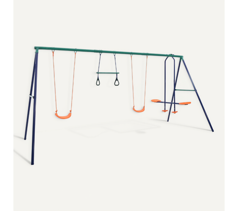 Ensemble De Balançoire Et Anneaux De Gymnastique 4 Places Acier