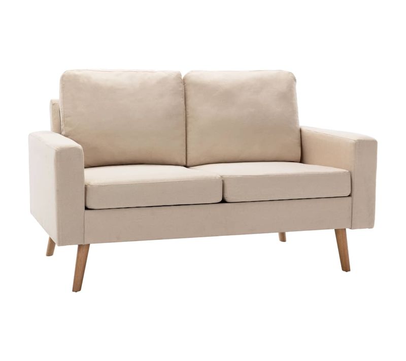 Vidaxl Canapé à 2 Places Avec Coussins Crème Tissu Sofa Meuble Salle De Séjour Salon Intérieur
