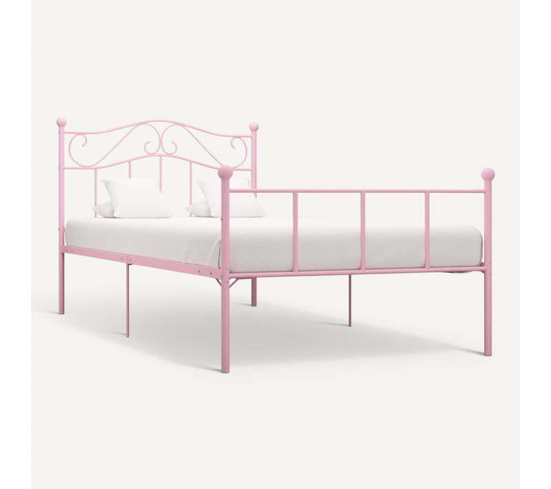 Cadre De Lit Rose Métal 90x200 Cm