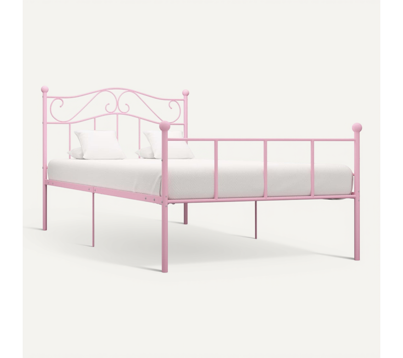 Cadre De Lit Rose Métal 100x200 Cm