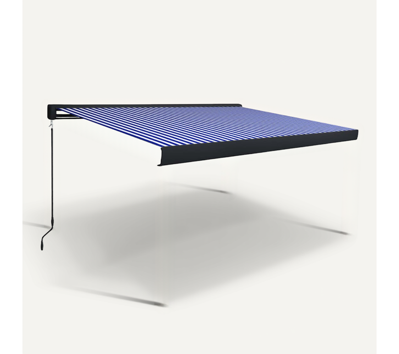 Store à Cassette Manuel 350x250 Cm Bleu Et Blanc