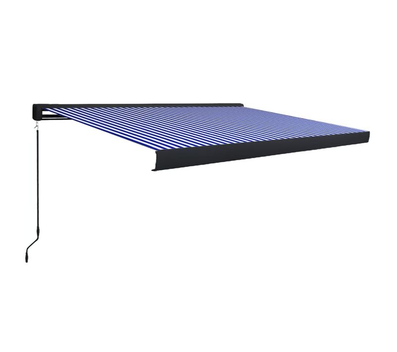 Store à Cassette Manuel 450x300 Cm Bleu Et Blanc