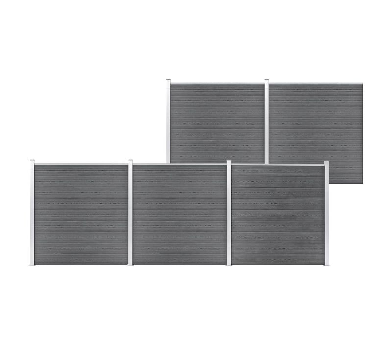 Clôture De Jardin Wpc 872x186 Cm Gris Barrière Panneau De Clôture Terrasse Extérieur