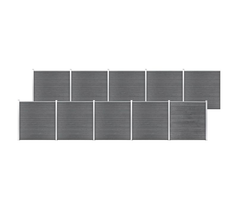 Clôture De Jardin Wpc 1737x186 Cm Gris Barrière Panneau De Clôture Terrasse Extérieur